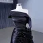 Charmant Noire Volants Trompette / Sirène Robe De Soirée 2023 Une épaule Manches Courtes Dos Nu Tribunal Train Soirée Robe De Ceremonie