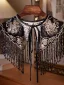 Vintage / Retro Black Lace Flower Beading Tassel Prom shawl 2025