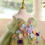 Flower Fairy Sage Green Multi-Colors Appliques Birthday Flower Girl Dresses 2025 Ball Gown Off-The-Shoulder Short Sleeve Backless Floor-Length / Long