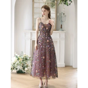Chic Belle Grape Faux Diamant Paillettes De Retour Robe De Graduation Robe De Bal 2023 Princesse Bretelles Spaghetti Sans Manches Dos Nu Longue