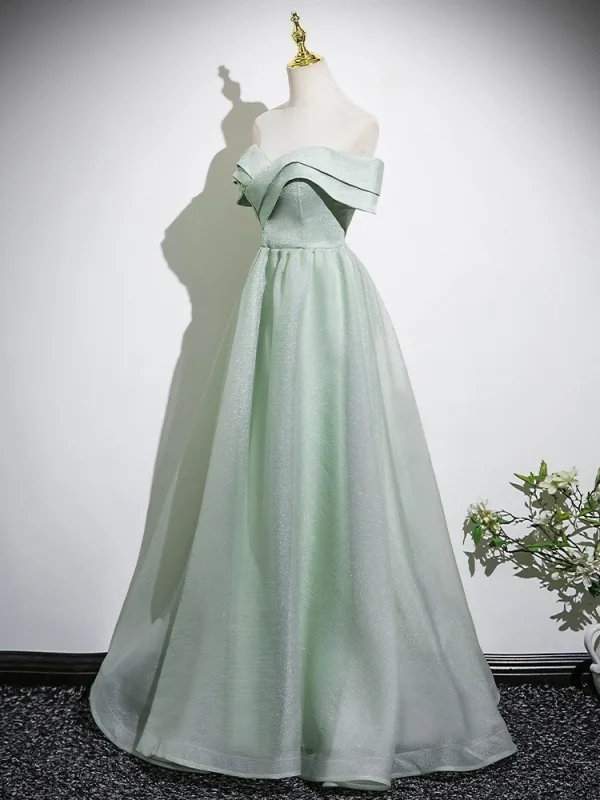 Chic / Belle Vert Cendré Robe De Bal 2025 Princesse De l'épaule Manches Courtes Dos Nu Longue Robe De Ceremonie