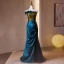 Vintage / Originale Bleu D'encre Fendue devant Robe De Bal 2024 Trompette / Sirène Bustier Sans Manches Dos Nu Train De Balayage Promo Robe De Ceremonie
