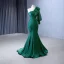 Vintage / Originale Haut de Gamme Vert Foncé Robe De Soirée 2023 Trompette / Sirène Une épaule Manches Longues Dos Nu Fermeture Éclair Sur Le Côté Train De Balayage Soirée Robe De Ceremonie