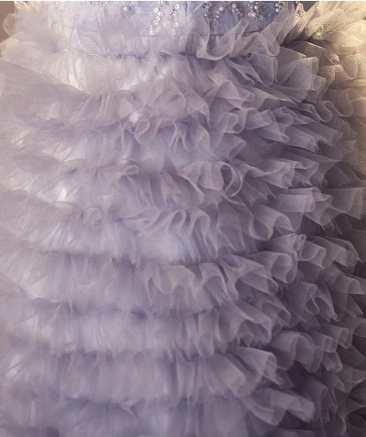 High-end Lavender Beading Pearl Sequins Ruffle Prom Dresses 2024 A-Line / Princess Off-The-Shoulder Short Sleeve Backless Floor-Length / Long Prom Formal Dresses