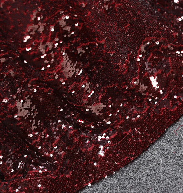 Glitzernden Burgunderrot Rose Pailletten Abendkleider 2024 Meerjungfrau Bandeau Ärmellos Rückenfreies Sweep / Pinsel Zug Abend Festliche Kleider
