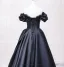 Elegant Black Prom Dresses 2025 Ball Gown Off-The-Shoulder Puffy Short Sleeve Backless Floor-Length / Long Prom Formal Dresses