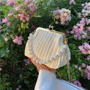 Vintage Weiß Perle Muschel Ball Clutch Tasche 2023