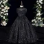 Sparkly Navy Blue Beading Tassel Sequins Birthday Flower Girl Dresses 2024 Ball Gown High Neck Sleeveless Floor-Length / Long