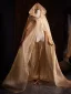 Luxury / Gorgeous Gold Handmade  Butterfly Lace Flower Rhinestone Prom Shawls cloak 2025