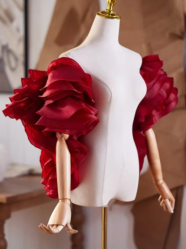 Ovanlig Burgundy Handgjort Blomma Afton sjal 2025