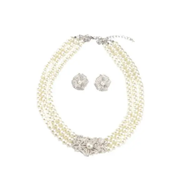 Élégant Blanche Perle Faux Diamant Mariage Colliers Boucles D'Oreilles Accessorize Bracelets 2023