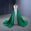 High-end Vintage / Retro Dark Green Prom Dresses 2023 A-Line / Princess Halter Sleeveless Backless Court Train Prom Formal Dresses