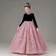 Chic / Beautiful Blushing Pink Appliques Sequins Birthday Flower Girl Dresses 2025 Ball Gown Scoop Neck Long Sleeve Floor-Length / Long