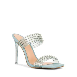 Sexy Transparent Pool Blue Rivet Evening Party Womens Sandals 2022 11 Cm Stiletto Heels Open Peep Toe High Heels