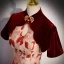 Charming Burgundy Split Front Printing Cheongsam Evening Dresses 2023 Trumpet / Mermaid High Neck Short Sleeve Backless Floor-Length / Long Evening Party Formal Dresses