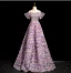 Lovely Lavender Beading Sequins Appliques Prom Dresses 2024 A-Line / Princess Off-The-Shoulder Sleeveless Backless Floor-Length / Long Prom Formal Dresses