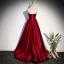 Chic / Beautiful Burgundy Spotted Satin Prom Dresses 2022 A-Line / Princess Strapless Sleeveless Backless Floor-Length / Long Formal Dresses