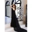 Sexy Noire Chiffon Robe De Soirée 2022 Princesse Bretelles Spaghetti Sans Manches Dos Nu Soirée Tribunal Train Robe De Ceremonie