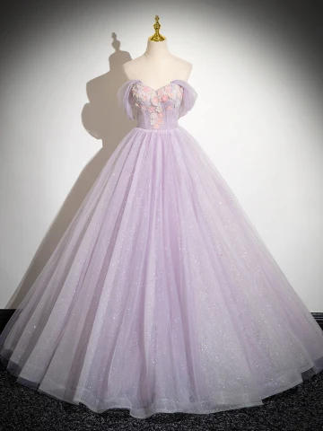 Bling Bling Lavendel Glans Appliques Galajurken 2024 Baljurk Strapless Mouwloos Ruglooze Lange Gala Gelegenheid Jurken