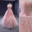 High End Pink Perlenstickerei Pailletten Rüschen Ballkleider 2023 A Linie Bandeau Ärmellos Rückenfreies Lange Ball Festliche Kleider