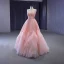 High End Pink Perlenstickerei Pailletten Rüschen Ballkleider 2023 A Linie Bandeau Ärmellos Rückenfreies Lange Ball Festliche Kleider