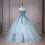 High-end Sky Blue Beading Pearl Sequins Tassel Prom Dresses 2026 Ball Gown Off-The-Shoulder Sleeveless Backless Floor-Length / Long Formal Dresses