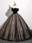 Classy Black Glitter Prom Dresses 2025 Ball Gown Off-The-Shoulder Sleeveless Backless Floor-Length / Long Prom Formal Dresses
