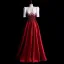 Elegante Burgunderrot Perlenstickerei Pailletten Satin Ballkleider 2024 Ballkleid V-Ausschnitt Kurze Ärmel Lange Ball Festliche Kleider