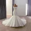 High End Weiß Strass Applikationen Satin Brautkleider / Hochzeitskleider 2025 Meerjungfrau Bandeau Ärmellos Rückenfreies Kapelle-Schleppe Hochzeit