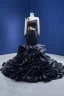 High-end Black Beading Rhinestone Sequins Evening Dresses 2022 Trumpet / Mermaid Scoop Neck Long Sleeve Cascading Ruffles Royal Train Evening Party Formal Dresses