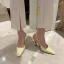 Modest / Simple Casual Summer White Womens Sandals 2022 9 cm Stiletto Heels Square Toe Womens Shoes High Heels