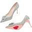 Scintillantes Paillettes Faux Diamant Argenté Chaussure De Mariée 2022 Cuir 8 cm Talons Aiguilles À Bout Pointu Mariage Escarpins Talons Hauts