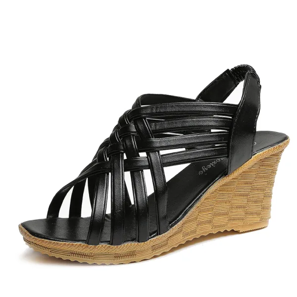 Chic / Beautiful White Summer Street Wear Womens Sandals 2023 7 cm Wedges Open / Peep Toe Womens Sandals