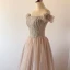 Charming Blushing Pink Beading Pearl Evening Dresses 2023 A-Line / Princess Strapless Appliques Sleeveless Backless Floor-Length / Long Evening Party Formal Dresses