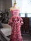 Flower Fairy Fuchsia Ruffle Appliques Prom Dresses 2025 Trumpet / Mermaid Strapless Sleeveless Backless Floor-Length / Long Formal Dresses