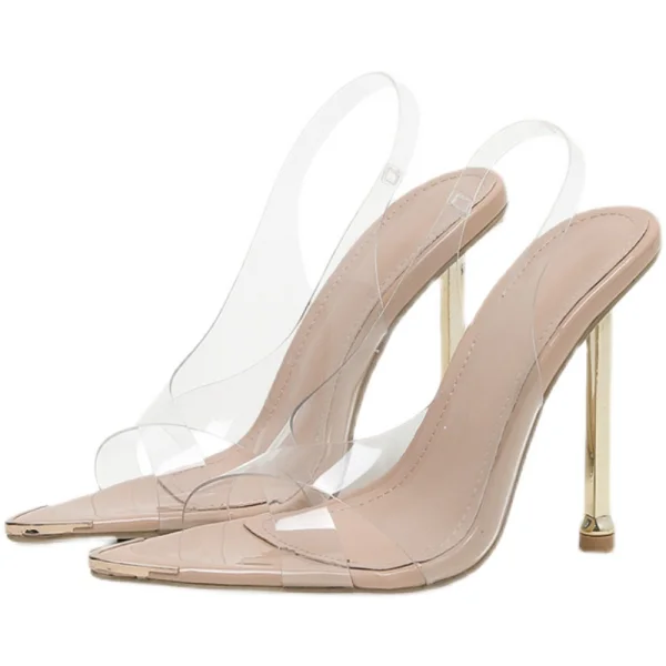 Sexy Transparent Fuchsia Street Wear Womens Sandals 2022 11 cm Stiletto Heels Open / Peep Toe Sandals High Heels