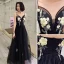 Chic / Beautiful Black Prom Dresses 2022 A-Line / Princess Spaghetti Straps Lace Flower Sleeveless Backless Floor-Length / Long Prom Formal Dresses