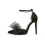 Sexy Black Summer Evening Party Bow Womens Shoes 2022 11 cm Stiletto Heels Ankle Strap Pointed Toe Womens Shoes High Heels