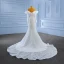 Luxury / Gorgeous White Handmade  Beading Pearl Wedding Dresses 2023 Trumpet / Mermaid Off-The-Shoulder Long Sleeve Backless Floor-Length / Long Wedding
