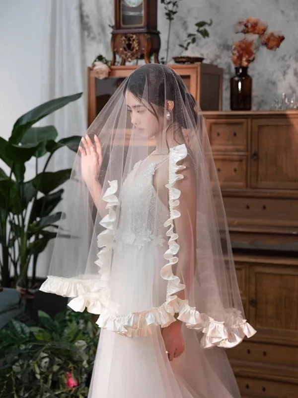 Élégant Blanche 1.5 m Tulle Voile De Mariée 2025