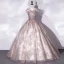 Elegant Blushing Pink Beading Sequins Prom Dresses 2022 Ball Gown Scoop Neck Sleeveless Backless Floor-Length / Long Formal Dresses