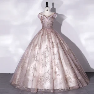 Elegant Rødmende Rosa Beading Paljetter Ballkjoler 2022 Ballkjole Scoop Halsen Uten Ermer Ryggløse Lange Formelle Kjoler