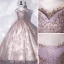 Elegant Blushing Pink Beading Sequins Prom Dresses 2022 Ball Gown Scoop Neck Sleeveless Backless Floor-Length / Long Formal Dresses
