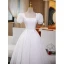 Simple Ivoire Couleur Unie Robe De Bal 2022 Princesse Encolure Carrée Manches Courtes Dos Nu Ceinture Noeud Longue Robe De Ceremonie