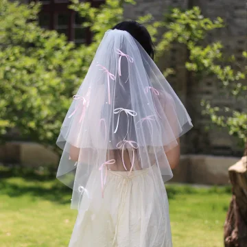 Charmant Blanche Noeud La Mariée Voile De Mariée 2025 Tulle