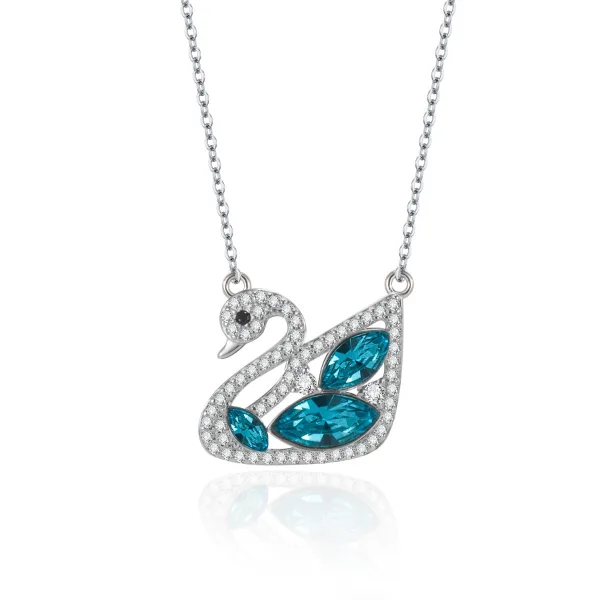Moda Srebrny Łabędź Kryształ Rhinestone Srebro Naszyjniki Akcesoria 2023