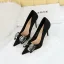 Snygga / Fina Svarta Rhinestone Afton Pumps 2023 10 cm Högklackade Spetsiga Pumps Stilettklackar