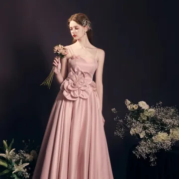 Chic Beautiful Blushing Pink Appliques Satin Prom Dresses 2023 A Line Princess Spaghetti Straps Sleeveless Backless Tea Length Formal Dresses
