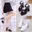 Fashion White Street Wear Womens Sandals 2022 Ankle Strap Waterproof 10 cm Thick Heels Open / Peep Toe Sandals