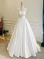 Haut de Gamme Vintage / Originale Blanche Perlage Paillettes Satin Robe De Mariée 2026 Princesse Bustier Sans Manches Dos Nu Longue